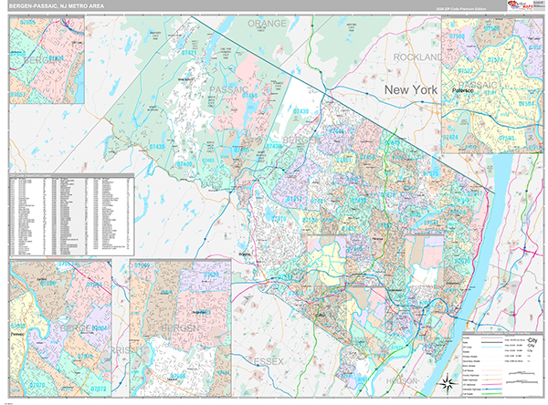Bergen-Passaic Metro Area Wall Map
